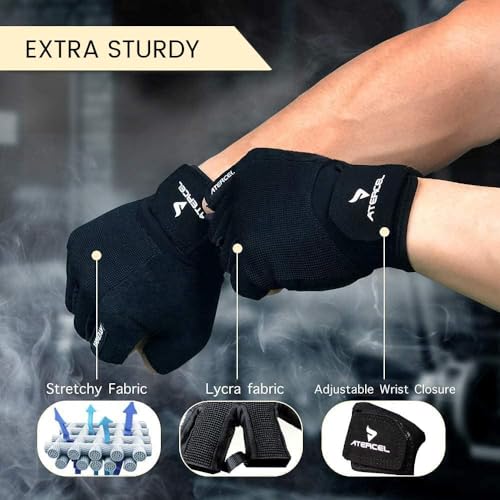 ATERCEL Workout Gloves for Men and Women, Exercise Gloves for Weight Lifting, Cycling, Gym, Training, Breathable and Snug fit - Image 5