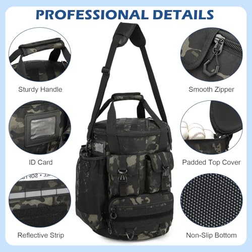 Baseball Bucket Bag - Baseball Coaching Accessories Organizer, Softball Bucket Bag with Insulation Pocket, Anti-Slip Bottom for Bat, Gloves, Scoreboards - Image 6