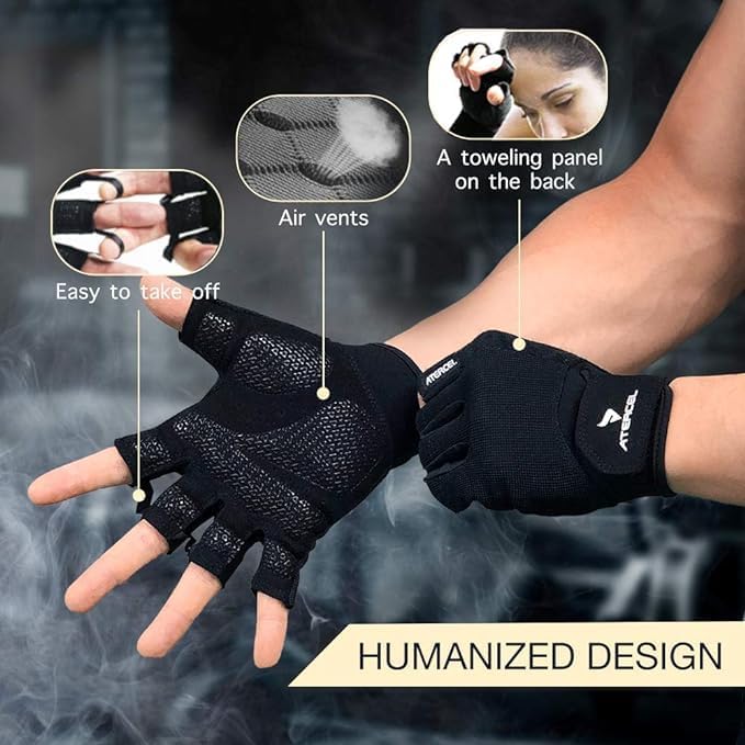 ATERCEL Workout Gloves for Men and Women, Exercise Gloves for Weight Lifting, Cycling, Gym, Training, Breathable and Snug fit - Image 3