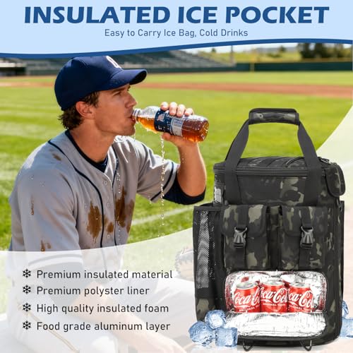 Baseball Bucket Bag - Baseball Coaching Accessories Organizer, Softball Bucket Bag with Insulation Pocket, Anti-Slip Bottom for Bat, Gloves, Scoreboards - Image 4