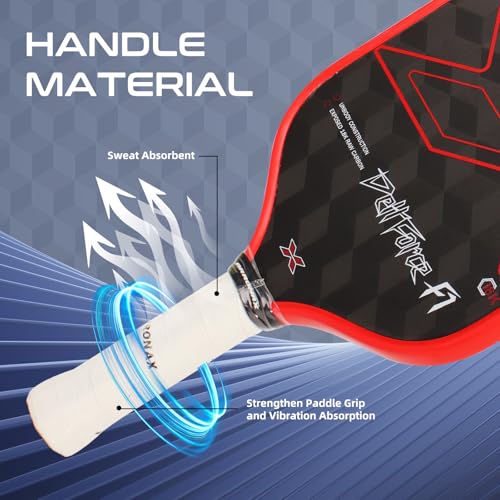 Dettforec F1 3D18K Pickleball Paddle, 3D18K Carbon Construction Pickle Ball Paddle with 16mm Polypropylene Honeycomb Core AX18K - Image 5