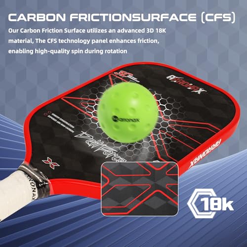 Dettforec F1 3D18K Pickleball Paddle, 3D18K Carbon Construction Pickle Ball Paddle with 16mm Polypropylene Honeycomb Core AX18K - Image 6