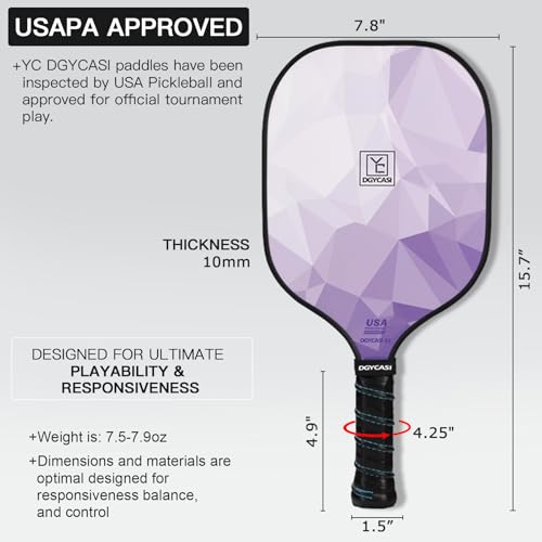 Pickleball Paddles Set of 2, 2026 USAPA Approved Pickleball Set, Fiberglass Lightweight Pickle Ball Rackets 2 Pack, 2 Outdoor Pickleball, 2 Indoor Pickleball Balls, 1 Pickleball Bag for Women and Men - Image 3