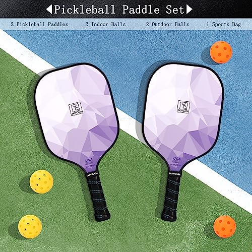 Pickleball Paddles Set of 2, 2026 USAPA Approved Pickleball Set, Fiberglass Lightweight Pickle Ball Rackets 2 Pack, 2 Outdoor Pickleball, 2 Indoor Pickleball Balls, 1 Pickleball Bag for Women and Men - Image 6